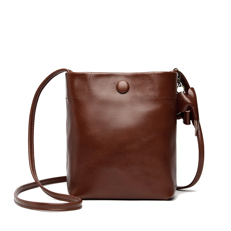 Mini Bolsa Casual Nova Feminina em Couro Genuíno, Perfeita para o Dia a Dia e Combina com Tudo, Design Moderno e Versátil para Todas as Ocasiões.