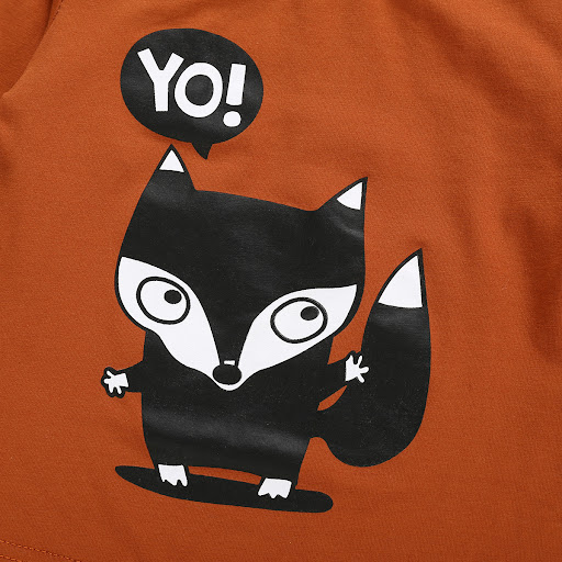 Title 2, Cartoon Fox Print Long Sleeve T-Shirt & Trouser...