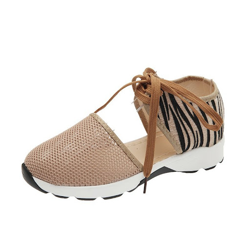 Title 3, Flat Sports Lace-up Leopard Print Shoes. Comfor...