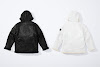 stone island x supreme hand-painted hooded shearling jacket