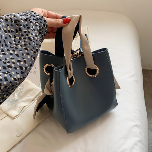 Title 9, Silk Scarf Portable Bucket Bag Casual One Shoul...