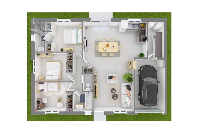  Vente Terrain + Maison - Terrain : 860m² - Maison : 84m² à Saint-Romain-le-Puy (42610) 