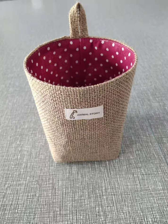 Bolsa de armazenamento criativa de algodão e linho para pendurar na parede ou porta, juta, ideal para organizar objetos de escritório
