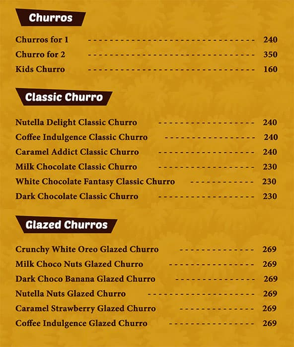 La Churros menu 