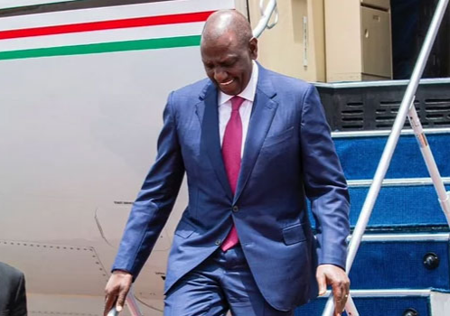 President William Ruto disembarks from his plane during a past trip outside the country.