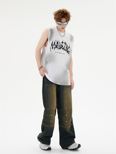 Title 13, Punk Inkjet Distressed Dirty Vest For Women