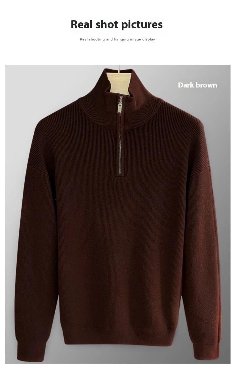 Title 22, Mens Half Zipped Stand Collar Sweater for Autu...