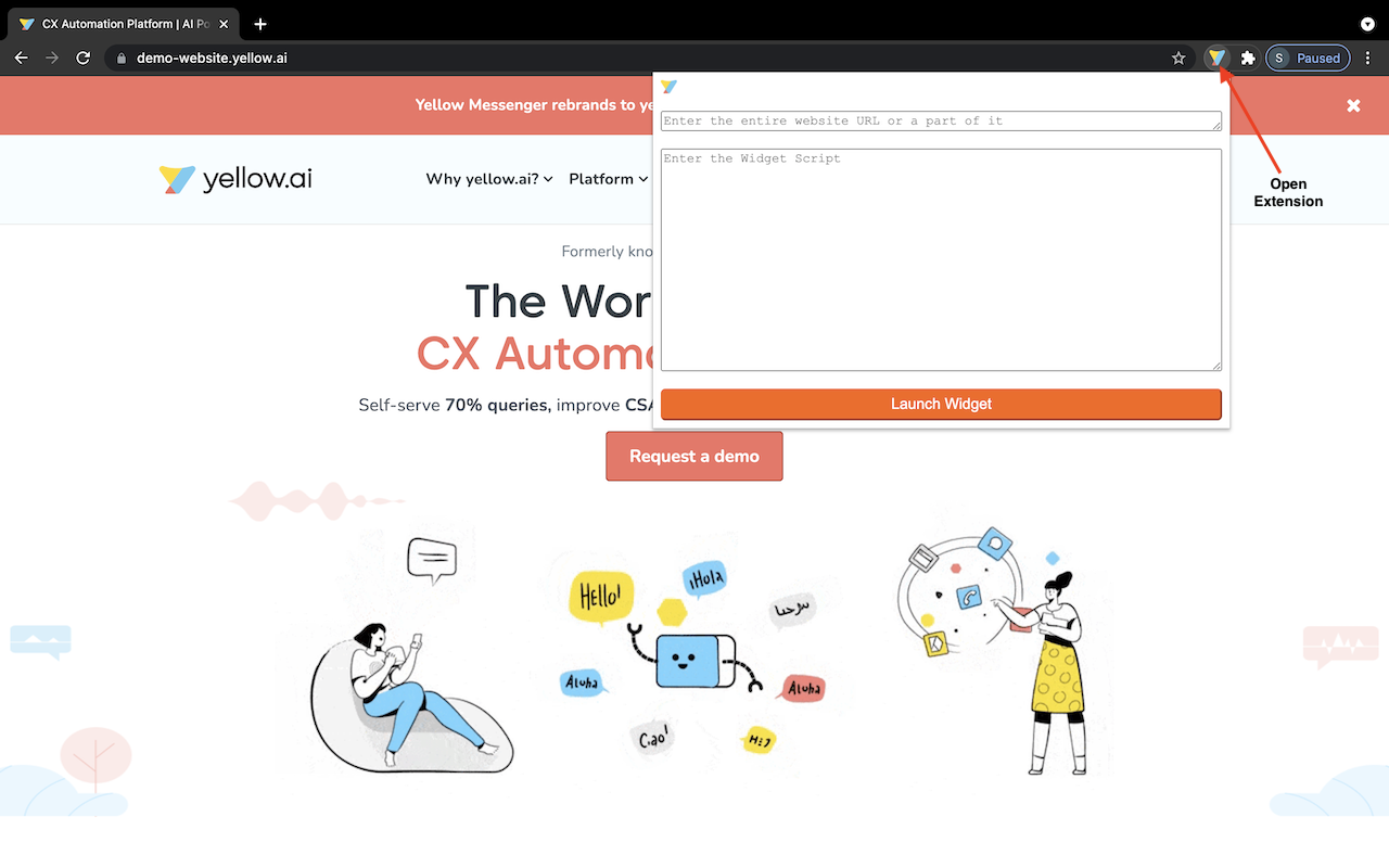yellow.ai Web Widget Launcher Preview image 1