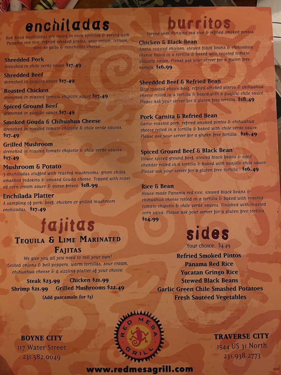 Red Mesa Grill gluten-free menu