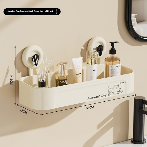 Title 5, Simple Black and Red Suction Rack Bathroom, eas...