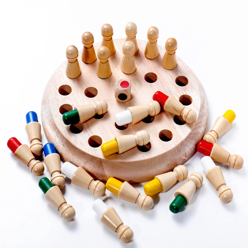 Jeu d'Échecs de Mémoire Éducatif en Bois pour Enfants Jouet d'Éveil Développement Cognitif Jeu Interactif Ludique