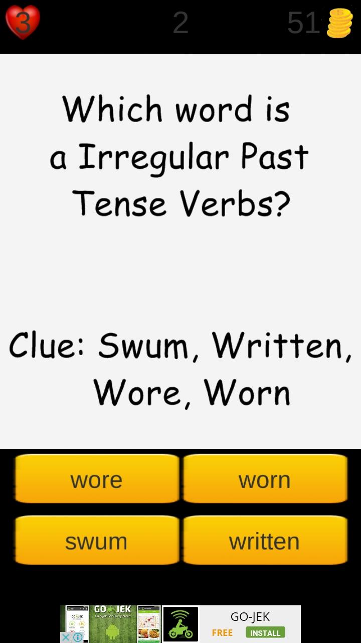 English Irregular Verbs Games Screen 2