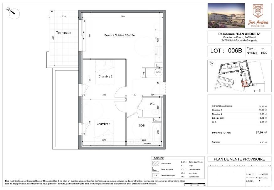 Vente appartement 3 pièces 58 m² à Saint-André-de-Sangonis (34725), 194 500 €