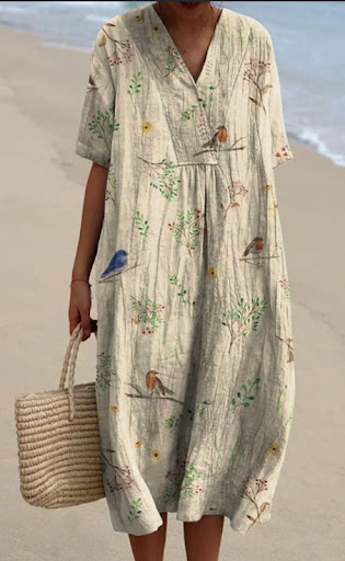 Title 4, Womens Comfortable Loose Printed Long Dress