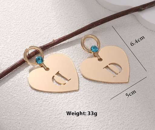Title 2, Inlaid Zircon Diamond Heart Earrings Ladies Tas...
