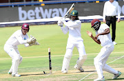 Tony de Zorzi of the Proteas bats on day one of the second Test against West Indies at the Wanderers on March 8 2023.