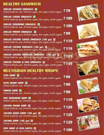 Pro Foods menu 