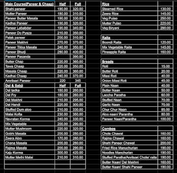 Vandanam Foods menu 