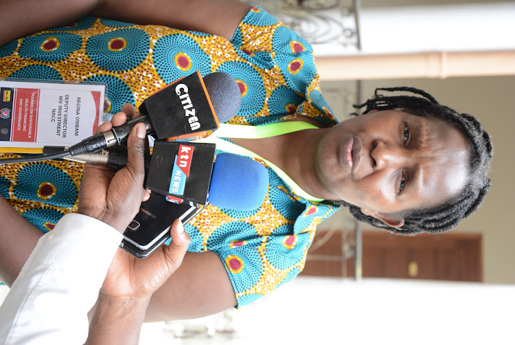 National Aids Control Council deputy director for HIV and investment Regina Ombam addresses the press in Naivasha.