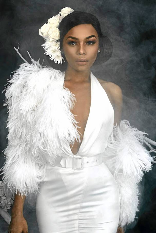 Bonang Matheba in couture by Orapeleng Modutle.