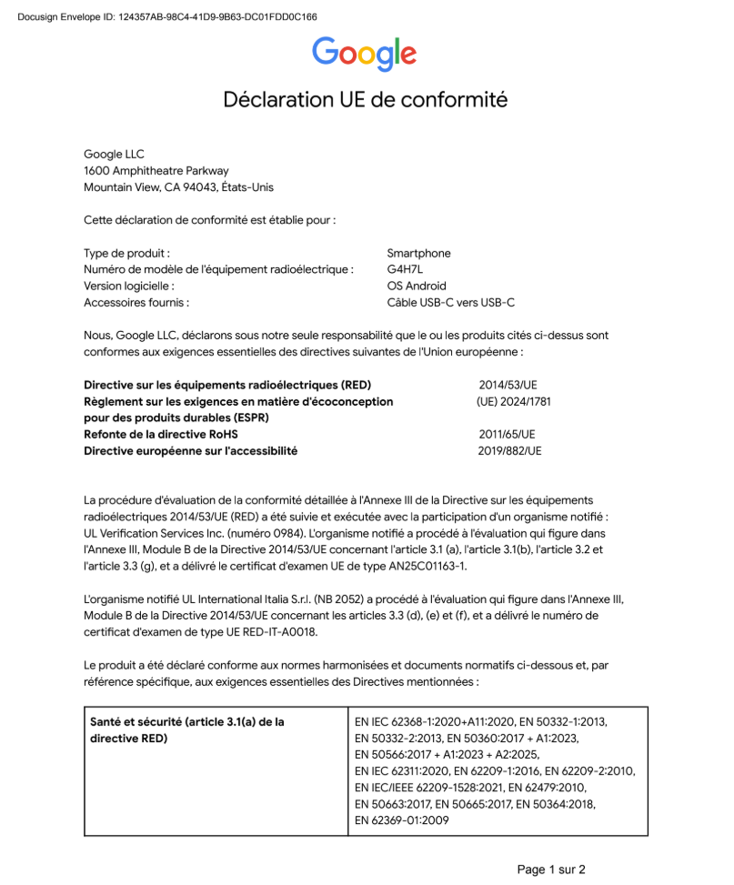 EU Declaration of Conformity page 1