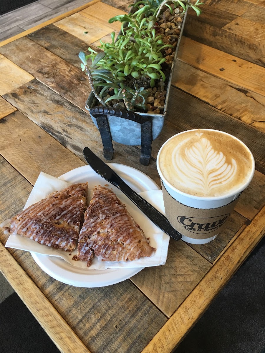 The best latte and gluten free cinnamon scones!!!