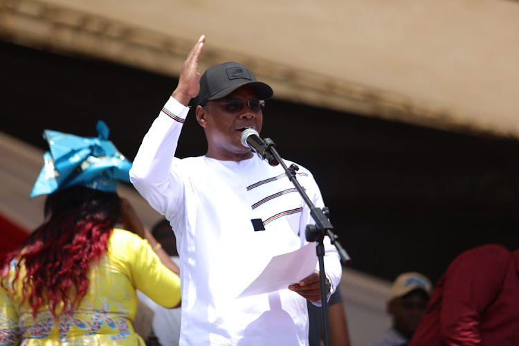 Kilifi governor Amazon Kingi during the BBI rally in Mombasa, January 25, 2020. /JOHN CHESOLI