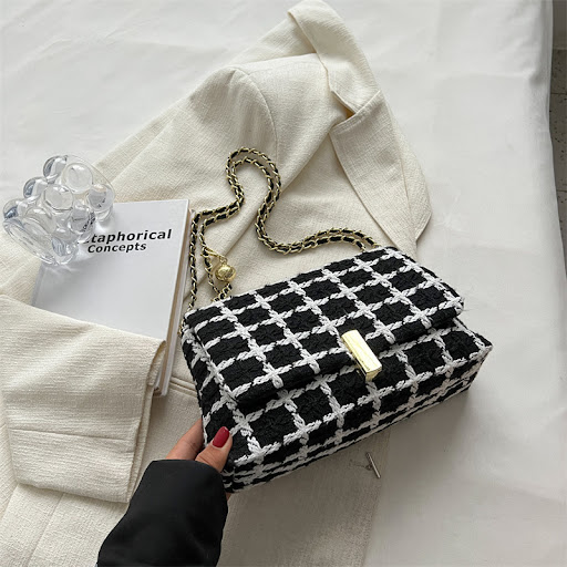 Title 6, Versatile Checked Cross-body Chain Shoulder Bag...