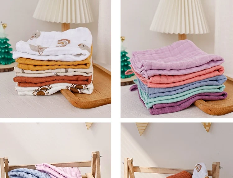 Vierlaagse bamboevezel speekseldoek voor baby's, waterabsorberende slab, ophangbaar. Ideaal voor boeren.