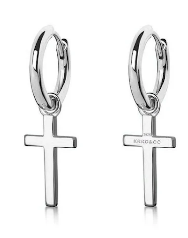 Boucles d'oreilles croix argent S92 - 0