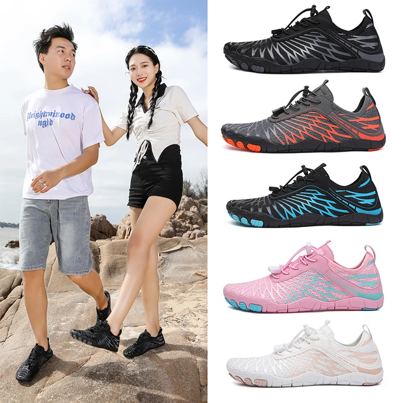 Chaussures d'eau décontractées pour hommes et femmes, mode extérieur, semelle souple, idéales pour le confort et la peau.