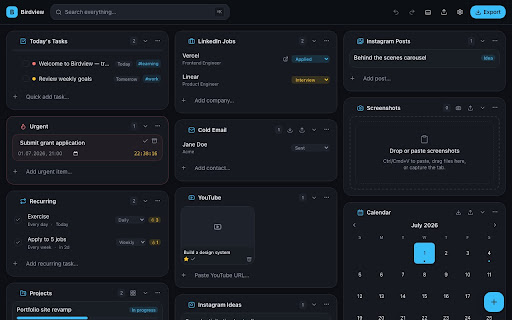 Birdview — Local Productivity Dashboard screenshot 2