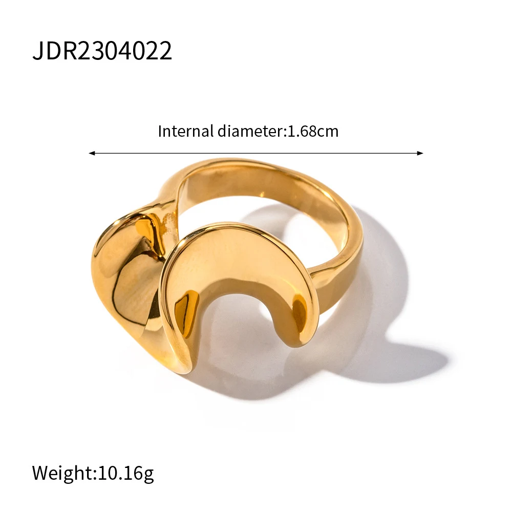 Title 4, Anel retrô dourado de aço titânio com design ge...