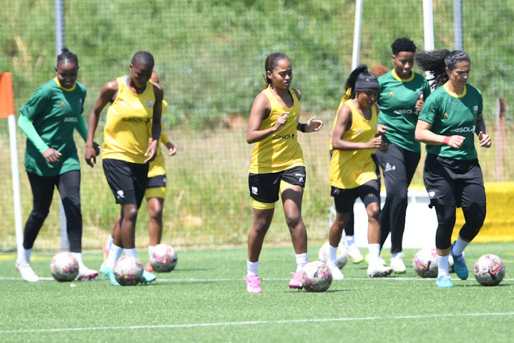 Banyana Banyana players go through their paces at training this week as they prepare to take on Tanzania in an Olympics qualifier tomorrow and on Tuesday.