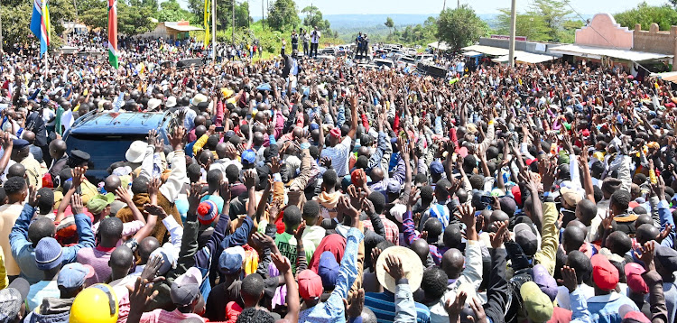 President William Ruto addressing residents of Chepalungu sub county in Bomet on March 16, 2024