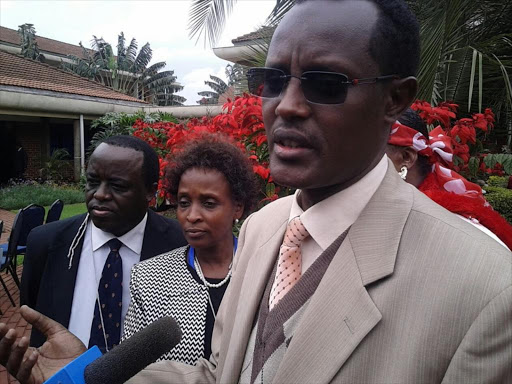 EACC CEO Halakhe Waqo speaking to the media during a workshop on Chapter Six of the Constitution for Responsible Commissions at the Kenya School of Monetary Studies, Nairobi, on November 22, 2016. /EMMANUEL WANJALA