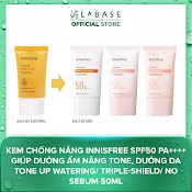 Kem Chống Nắng Innisfree Spf50 Pa++++ Giúp Dưỡng Ẩm Nâng Tone, Dưỡng Da Tone Up Watering/ Triple - Shield 50Ml