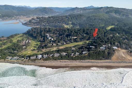 Aerial view of houses near the sea in this luxury house for sale in Gleneden Beach ($1,249,900 - 229 m²)