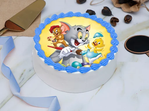 Tom & Jerry Painting Photo Cake