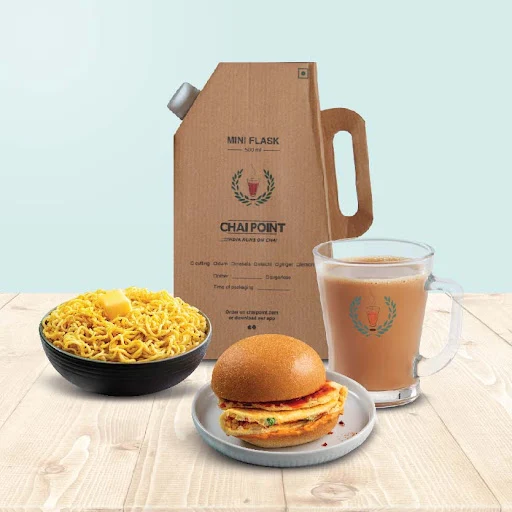Mini Ginger Chai Flask With Butter Maggi And Bun-Omelete