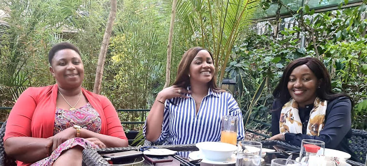 Malindi MP Aisha Juma, Laikipia Woman Rep Catherine Waruguru and Nakuru Senator Susan Kihika during their last meeting.