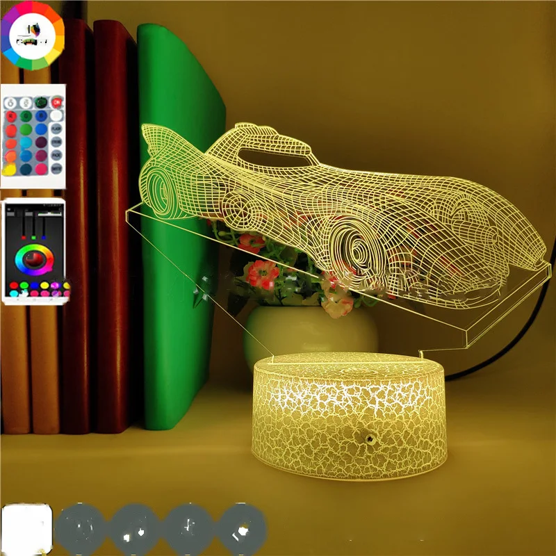 Mały Bat Chariot lampka nocna 3D z budzikiem USB. Dodaj magii do sypialni i obudź się stylowo. Idealny prezent dla dzieci i dorosłych.