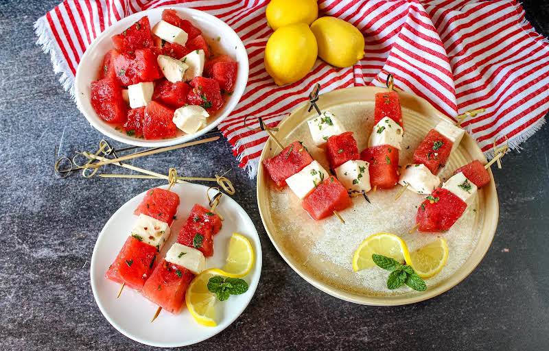 Watermelon And Mozzarella Salad Ready To Eat.