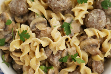 Creamy Mushroom Meatball Stroganoff