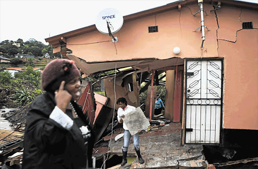 UPROOTED: The home of the Phakathi family in Inanda, in eastern KwaZulu-Natal, was one of many destroyed by rain