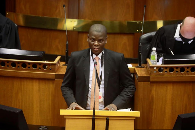 Justice and constitutional development minister Ronald Lamola speaks during the Sona debate on Wednesday.