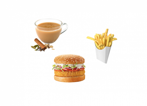 Masala Chai (Masala Chai + Veg Burger + French Fries )