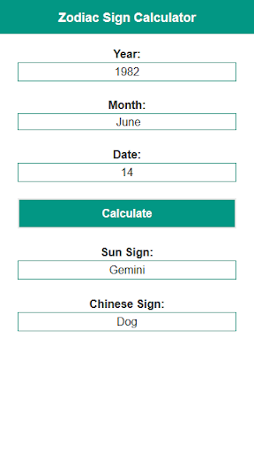 Zodiac Sign Calculator