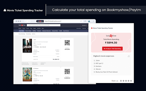Spending Calculator for Book My Show & Paytm