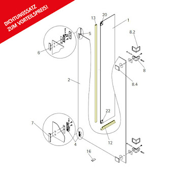 Dichtungssatz für 8 mm WalkIn inkl. beweglichem Element